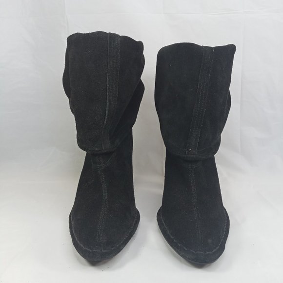 Hot In Hollywood Slouchy Boots Women Size 10 Black Convertible Suede - Picture 2 of 7